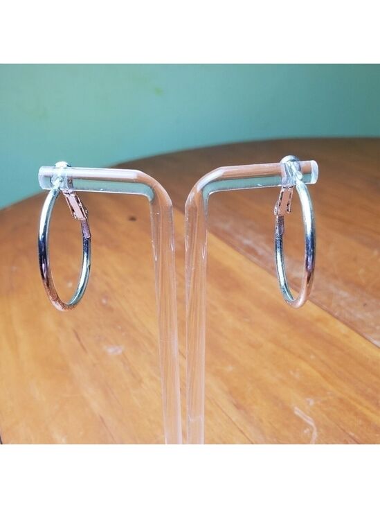 Jewelry - Earrings, silver colored hoops, 1 inch